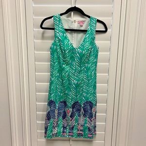 Lilly Pulitzer Tandie Shift Dress Green Costa Verde Elephant Print Size 00 EUC